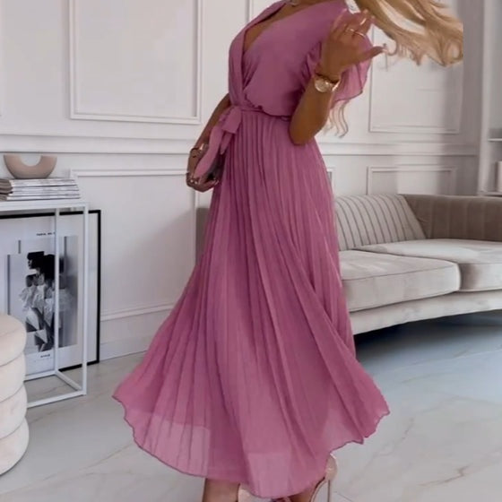FRIDA V-Neck Pleated Dress