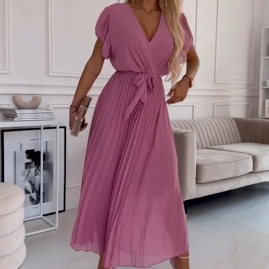 FRIDA V-Neck Pleated Dress
